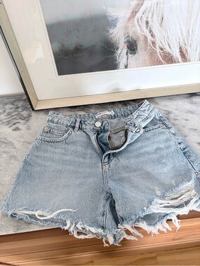 Garage Light Blue Distressed Denim Shorts